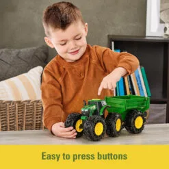 John Deere Monster Treads Tractor And Wagon (New Tyres) -Christmas gift Sales Store monster treads tractor and wagon new tyres 4