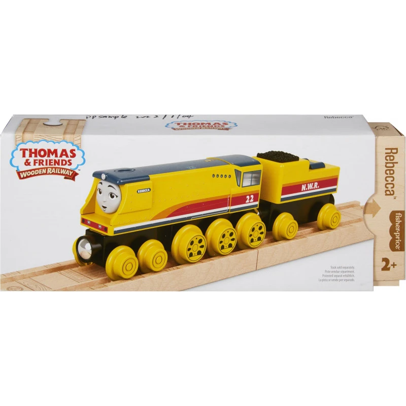Fisher Price Thomas Wooden Railway Rebecca Engine And Coal-Car 3 Fisher Price Thomas Wooden Railway Rebecca Engine And Coal-Car